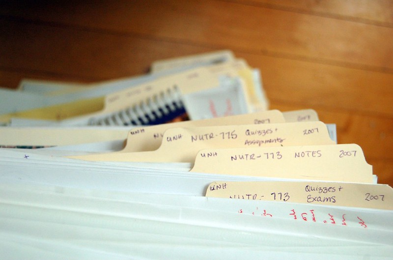 Stack of file folders.