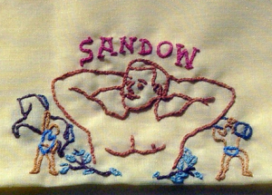 Embroidered portrait of Sandow