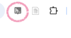 chrome's toolbar shows a number of extensions. The hypothesis extension is circled.